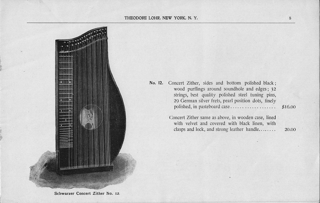 Schwarzer Concert Zither No. 12 Advertisement.