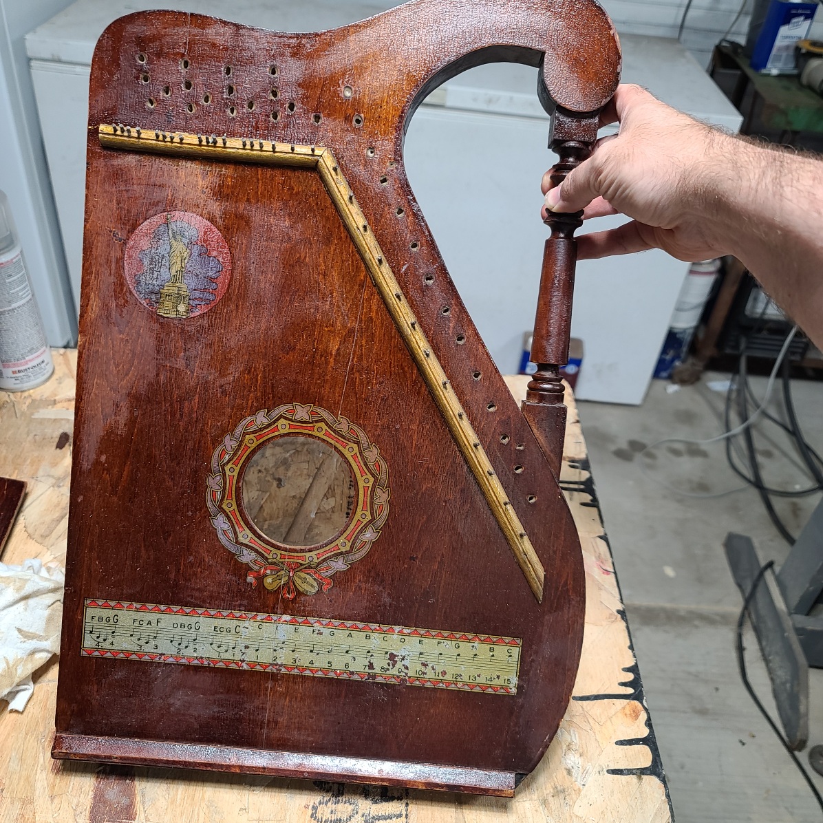 Linseed oil removed showing original stain and detail.